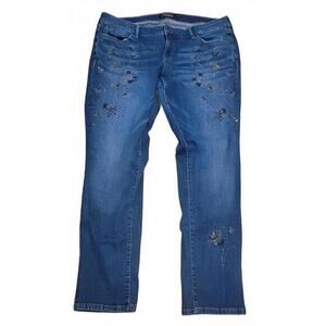 Torrid‎ Medium Wash Floral Embroidered Premium Straight 16R